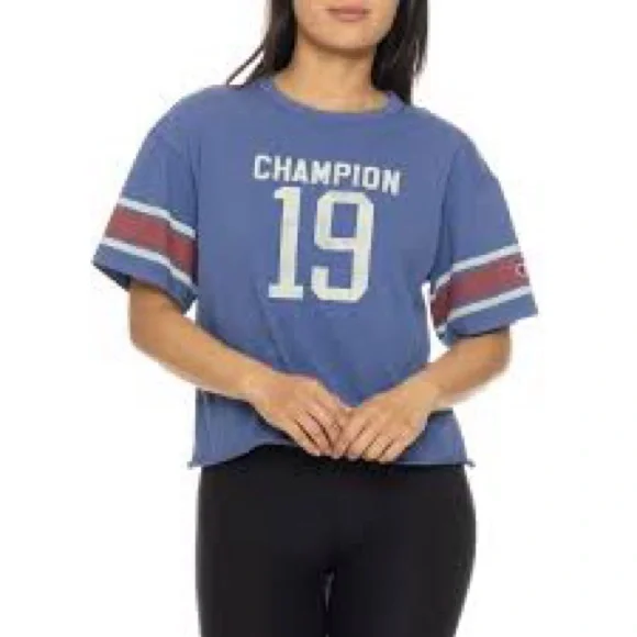 Champion Women's Short Sleeve Cropped T Shirt - Blue - S, XL & XXL - Picture 1 of 10